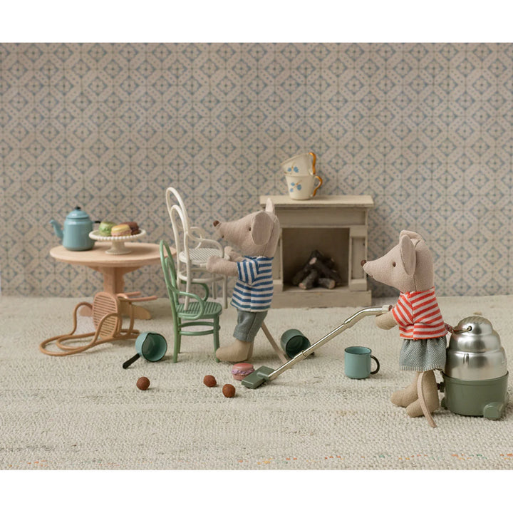 Maileg Mouse Vintage Chair, a stylish addition to dollhouse furniture and tiny spaces.