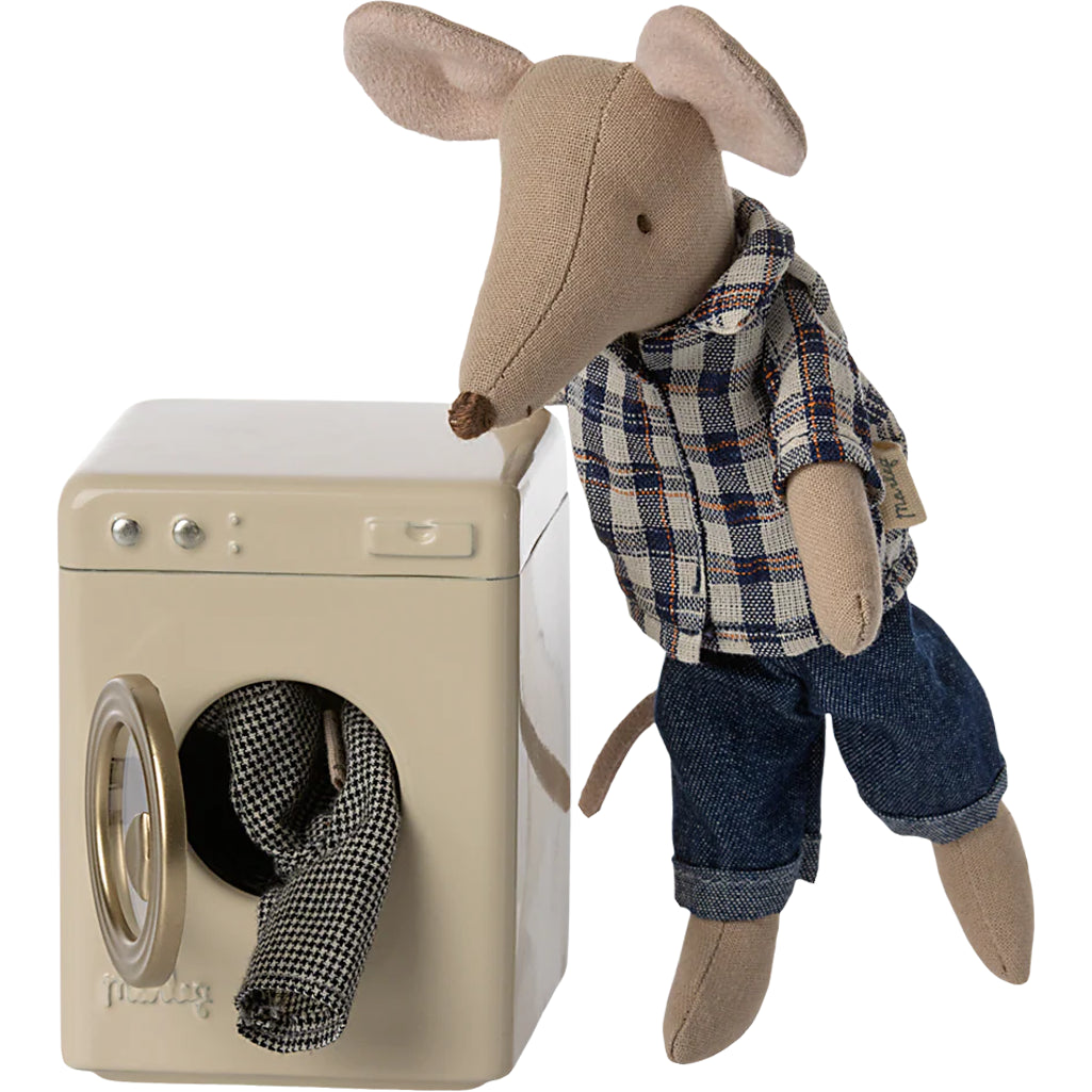 Add a playful touch to a Maileg dollhouse with the miniature Washing Machine.