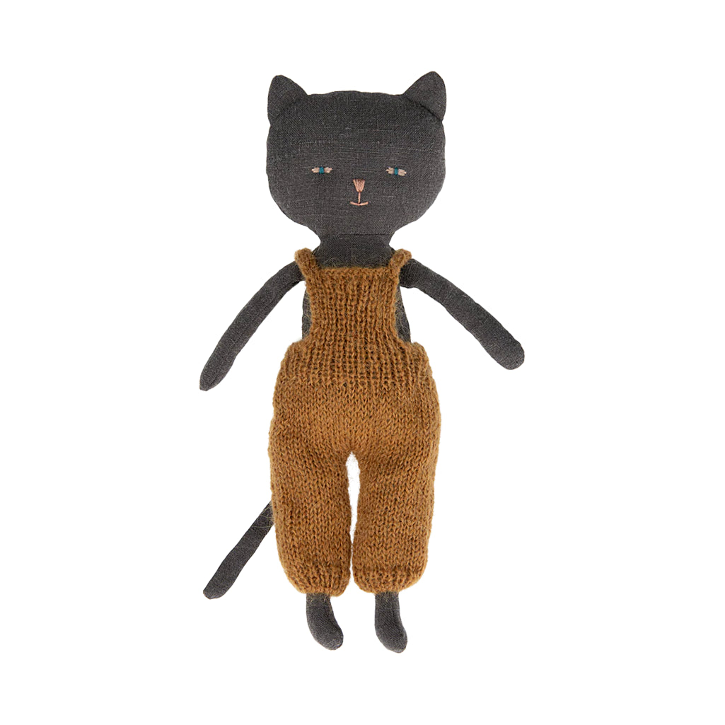 maileg mouse black kitten doll in overalls 