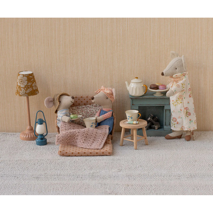 A playful setup comes together with the Maileg Mouse Sofa Bed styled for tiny Maileg worlds.