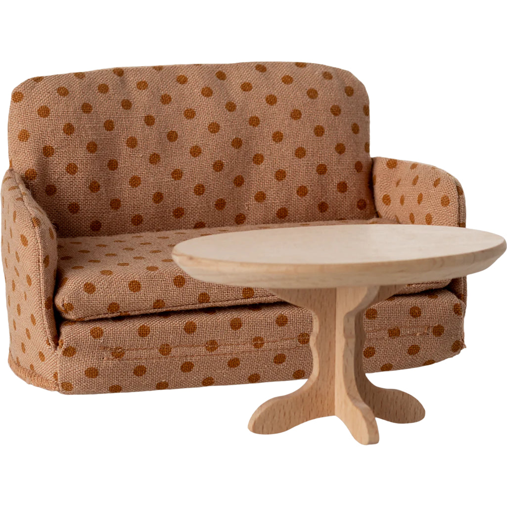 In a tiny Maileg mouse house, the Maileg Mouse Sofa Bed creates an inviting place to rest.