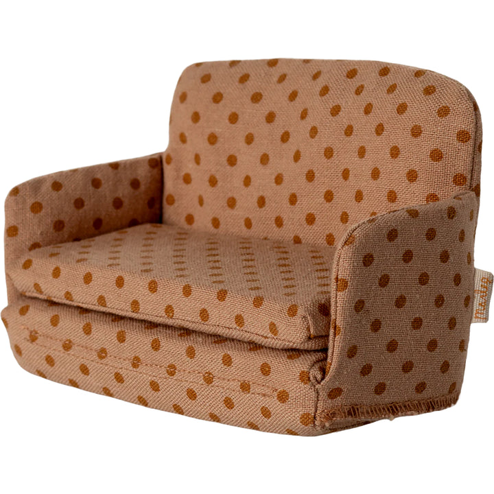 Maileg Mouse Sofa Bed styled for a cozy scene, perfect for a playful Maileg mouse setup.