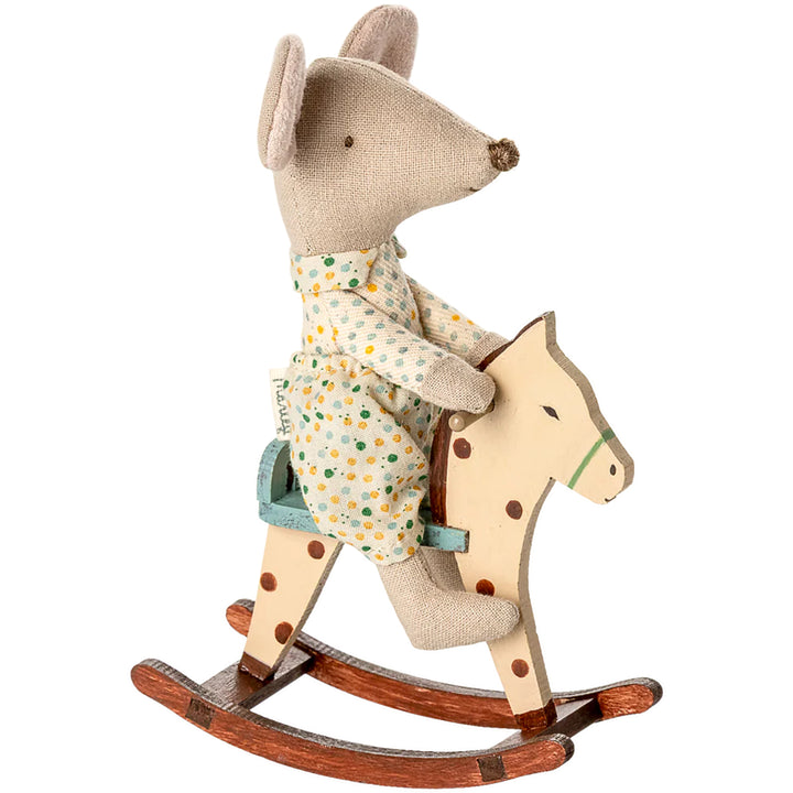 MailegÕs Spotted Mouse Rocking Horse offers playful detail, ideal for dollhouse accessories styling.