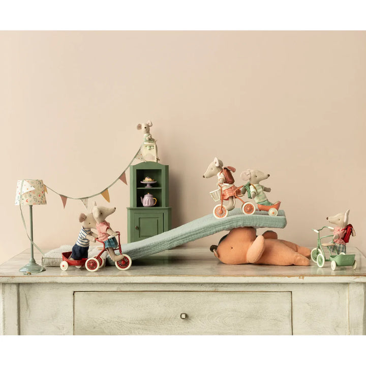 Maileg mice on tricylcles maileg dollhouse