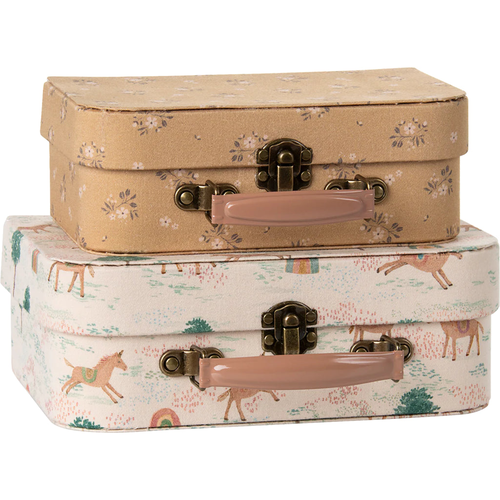 A sweet unicorn-themed Maileg Suitcase Set sized perfectly for Maileg mouse play.
