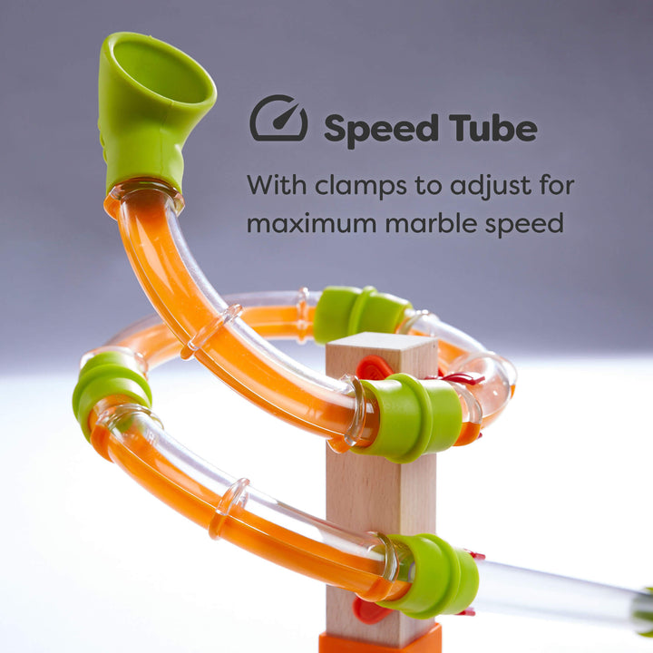Toddlers can zoom, roll, and race marbles with HABA Marble Run Funnel Jungle Starter Set, a best toddler toy.