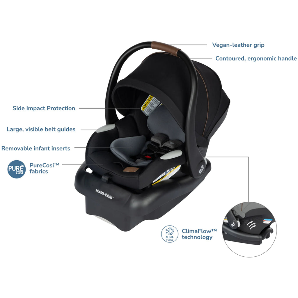 Maxi Cosi Mico Luxe Infant Car Seat travel system compatibility side impact protection