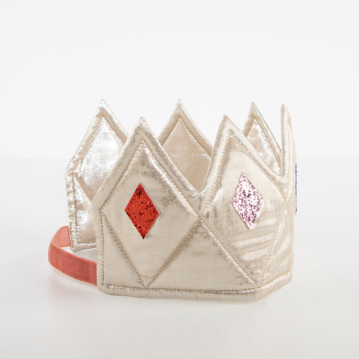 Pretend play princess crown: Meri Meri Gold & Glitter Crown with pink velvet elastic band