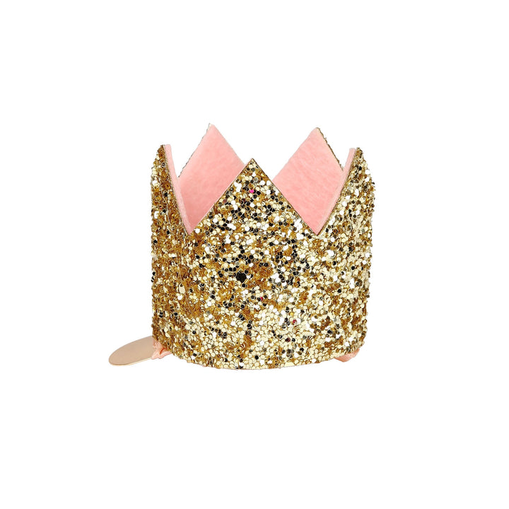 Meri Meri Mini Gold Glitter Crown Hair Clip, a sparkly kids hair accessory
