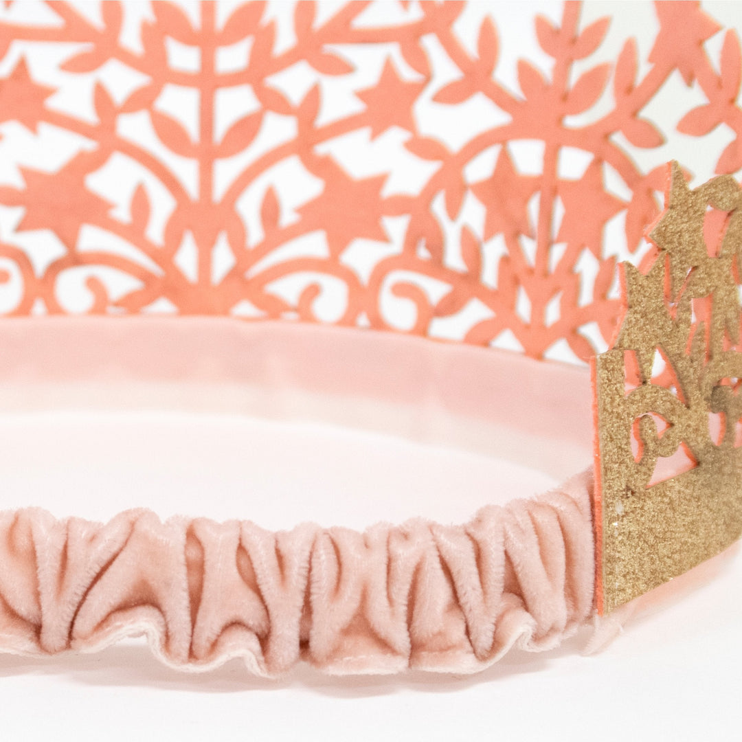 Kids party crown with gold glitter stars and leaves, the Meri Meri Glitter Fabric Star Crown