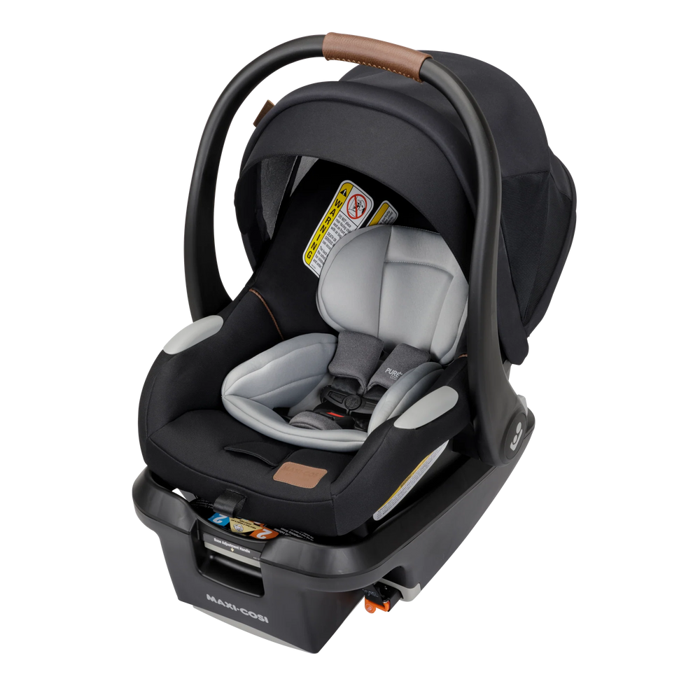 Maxi Cosi Mico Luxe+ Infant Car Seat in Essential Black, designed with premium materials for a sleek and safe maxi cosi car seat.