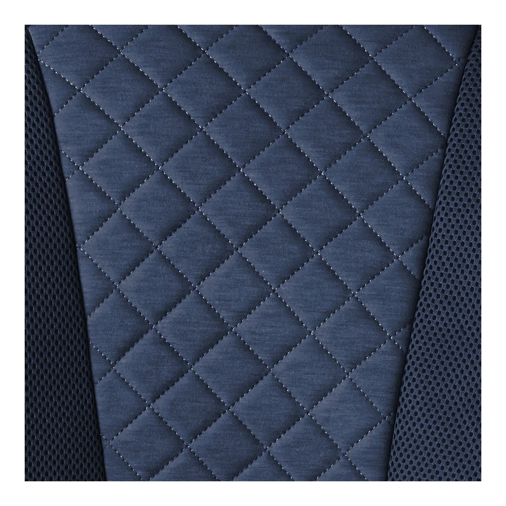 Up close view of Ergobaby evolve midnight blue baby bouncer fabric