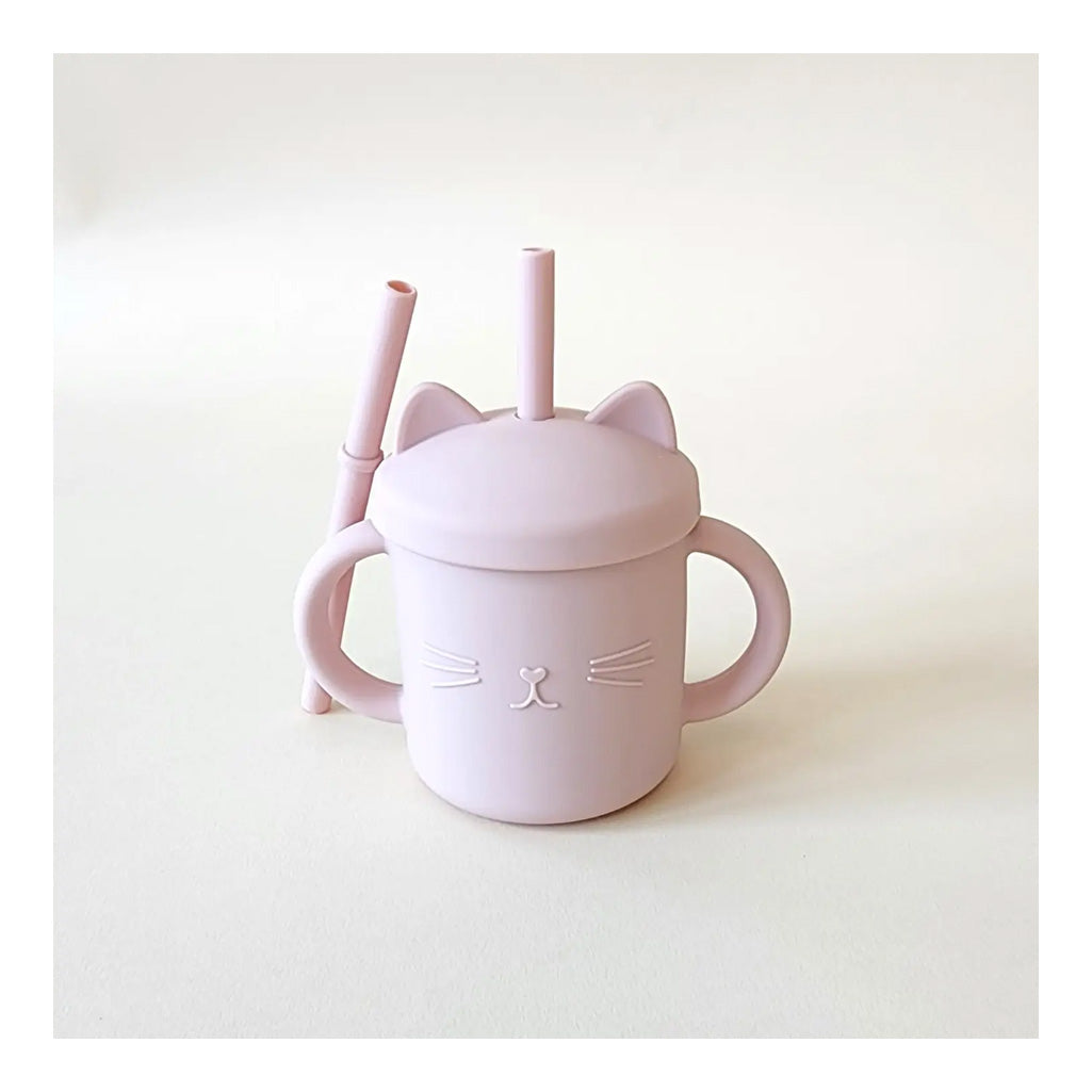 minito cat shape sippy cup blush pink