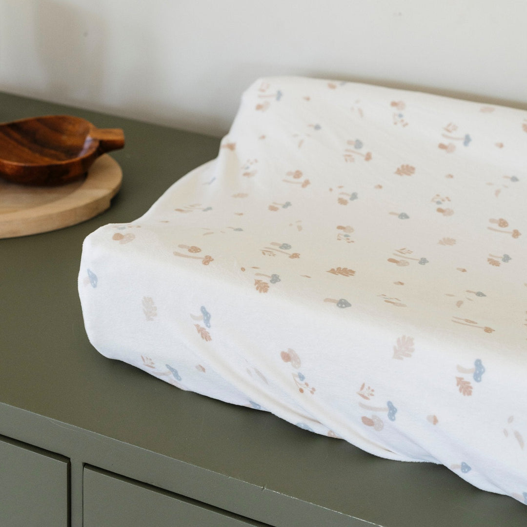 Mushroom Saranoni Minky Stretch Luxe Changing Covers improve daily nursery routines with a smooth baby changing pad feel
