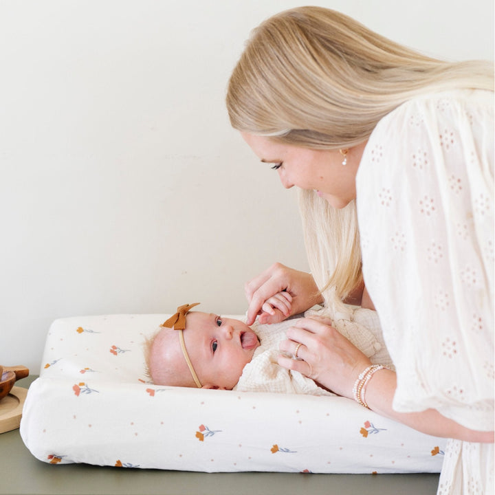 Floral Saranoni Minky Stretch Luxe Changing Covers feel luxurious and make the best changing table cover upgrade for any nursery