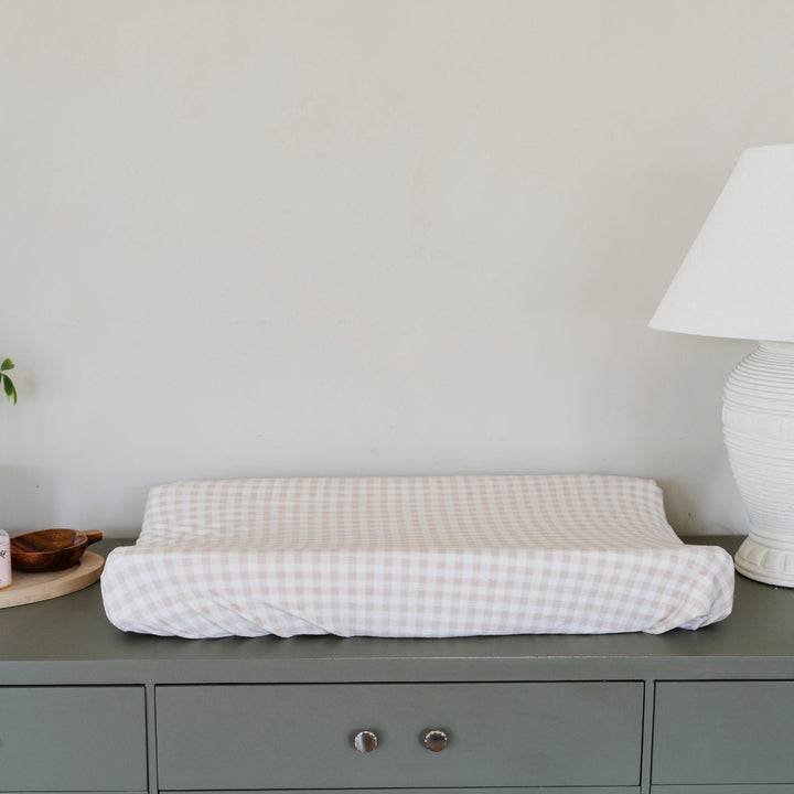 The Saranoni Minky Stretch Luxe Changing Covers in Gingham deliver premium softness and pair perfectly with every baby changing pad