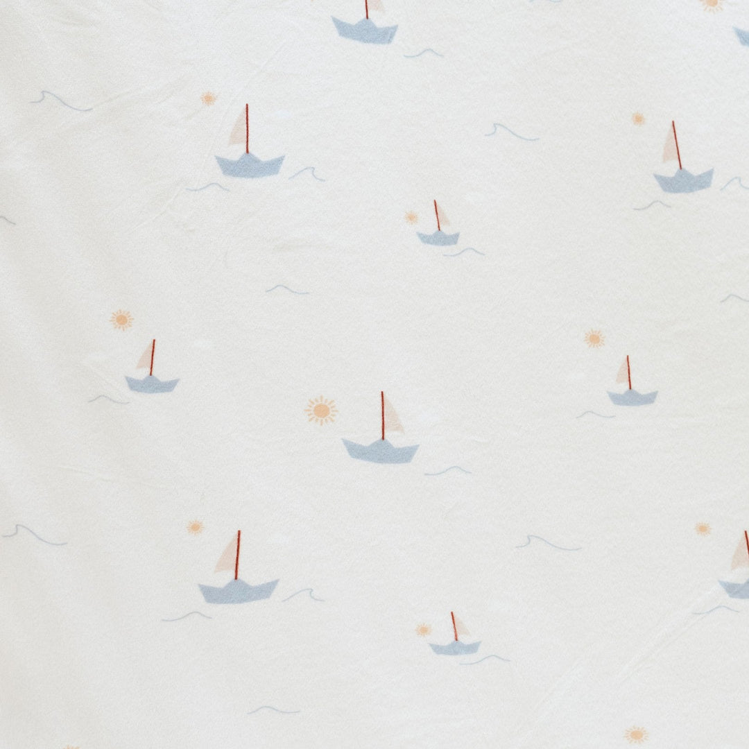 Experience the Saranoni Minky Stretch Luxe Changing Covers in Sail Boat for a dreamy changing table pad cover upgrade parents love
