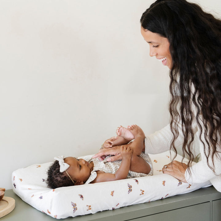 Butterfly Saranoni Minky Stretch Luxe Changing Covers offer buttery softness and pair perfectly with any diaper changing pad