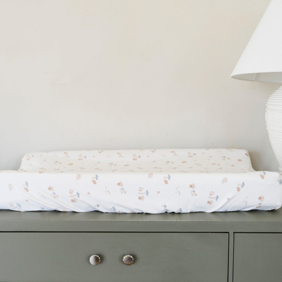 Saranoni Minky Stretch Luxe Changing Covers in Mushroom look luxe and feel cloud soft which creates a cozy changing table cover style