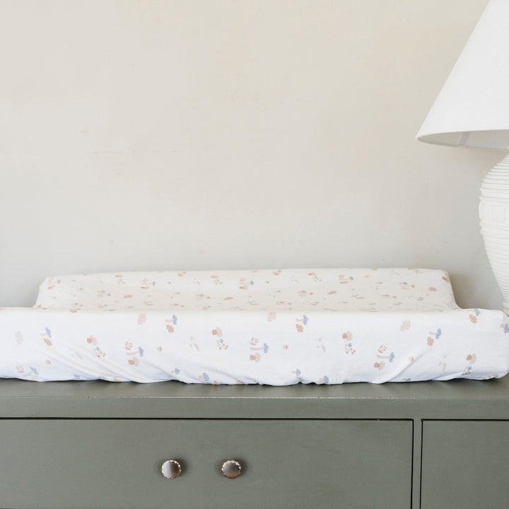 Saranoni Minky Stretch Luxe Changing Covers in Mushroom look luxe and feel cloud soft which creates a cozy changing table cover style