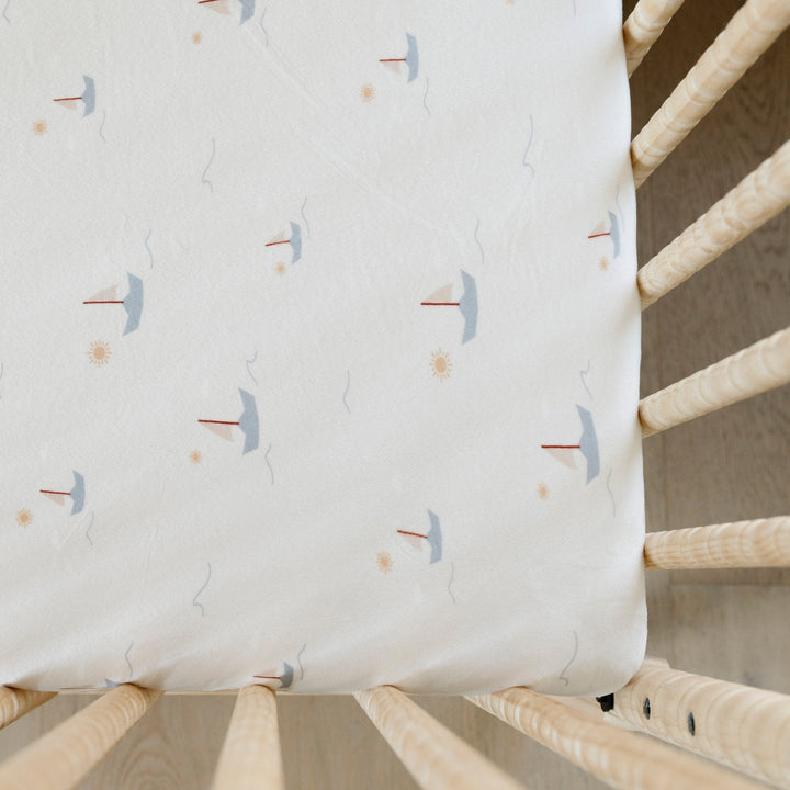 Enhance nap time with Boats Saranoni Minky Stretch Luxe Crib Sheets, cozy crib bed sheets for infants.