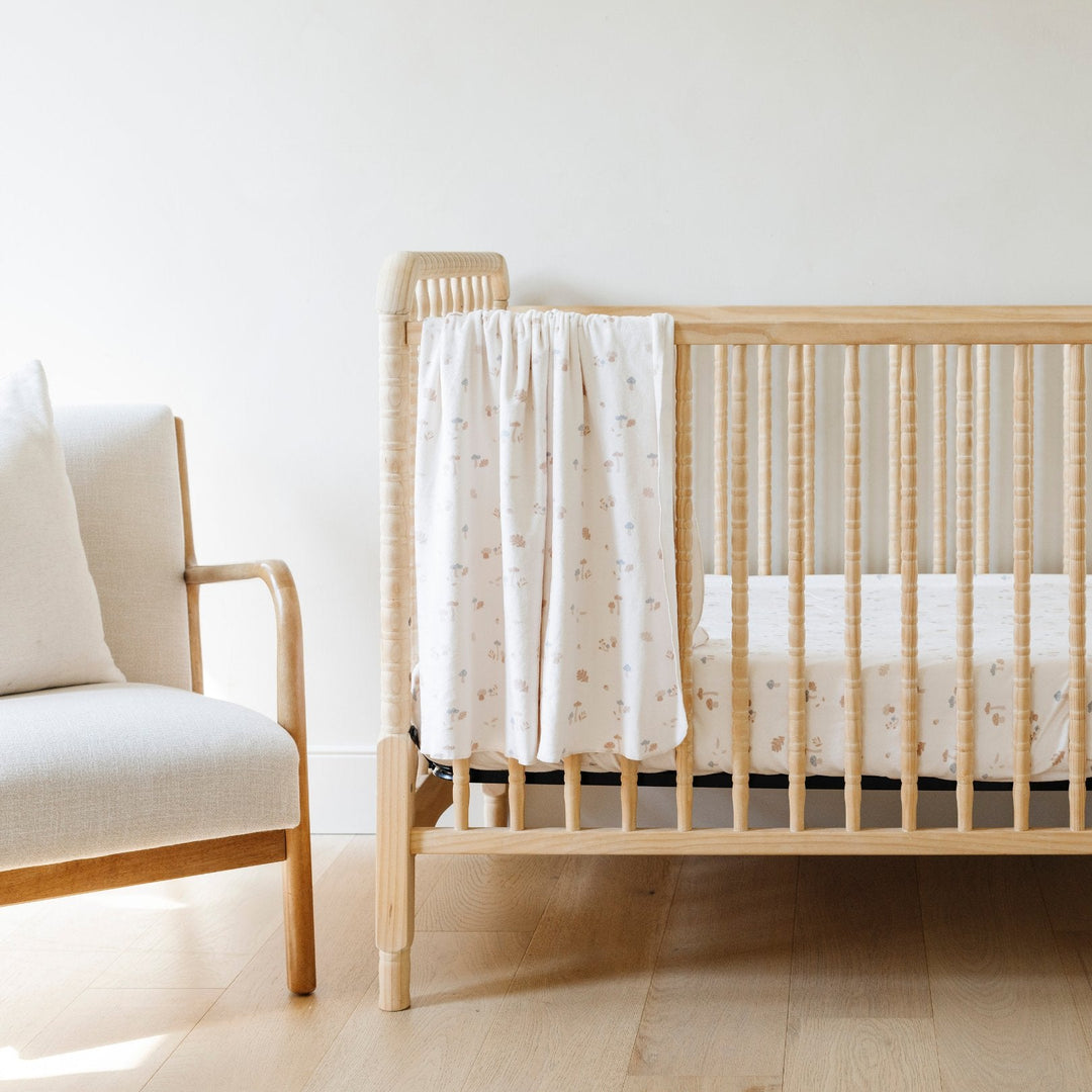 Saranoni Minky Stretch Luxe Crib Sheets in Mushroom deliver plush sheets for baby crib and nursery style.