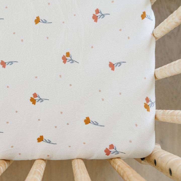 Enjoy cozy naps with Floral Saranoni Minky Stretch Luxe Crib Sheets, a luxurious fitted sheet for baby crib.