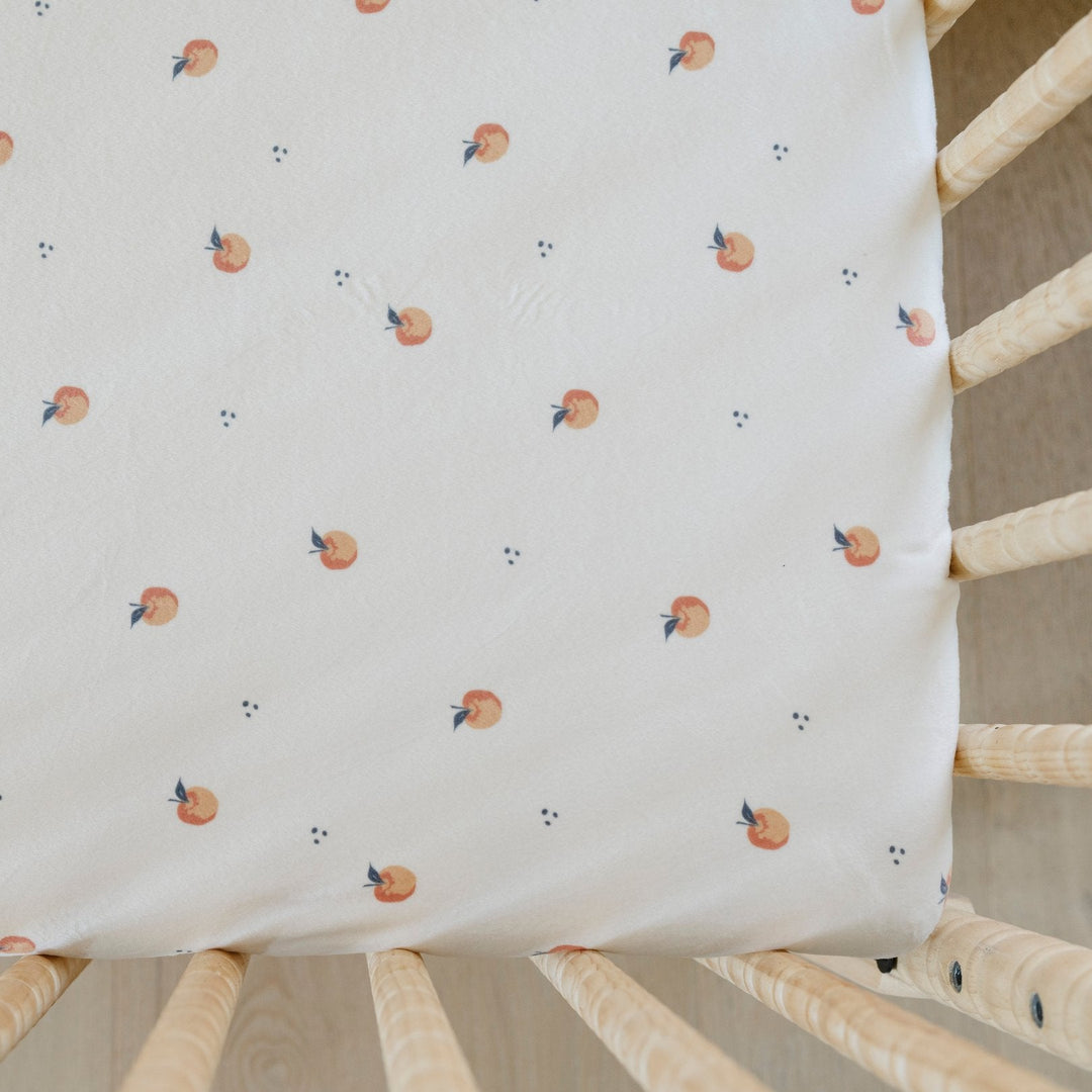 Saranoni Minky Stretch Luxe Crib Sheets in Apple make sheets for cribs that feel soft and inviting.