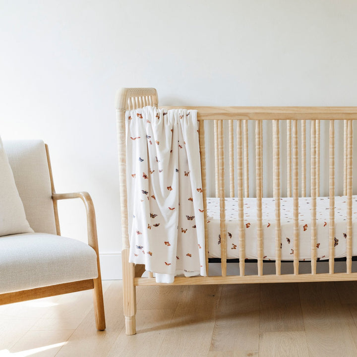 The Butterfly Saranoni Minky Stretch Luxe Crib Sheets are soft crib bed sheets perfect for nursery use.