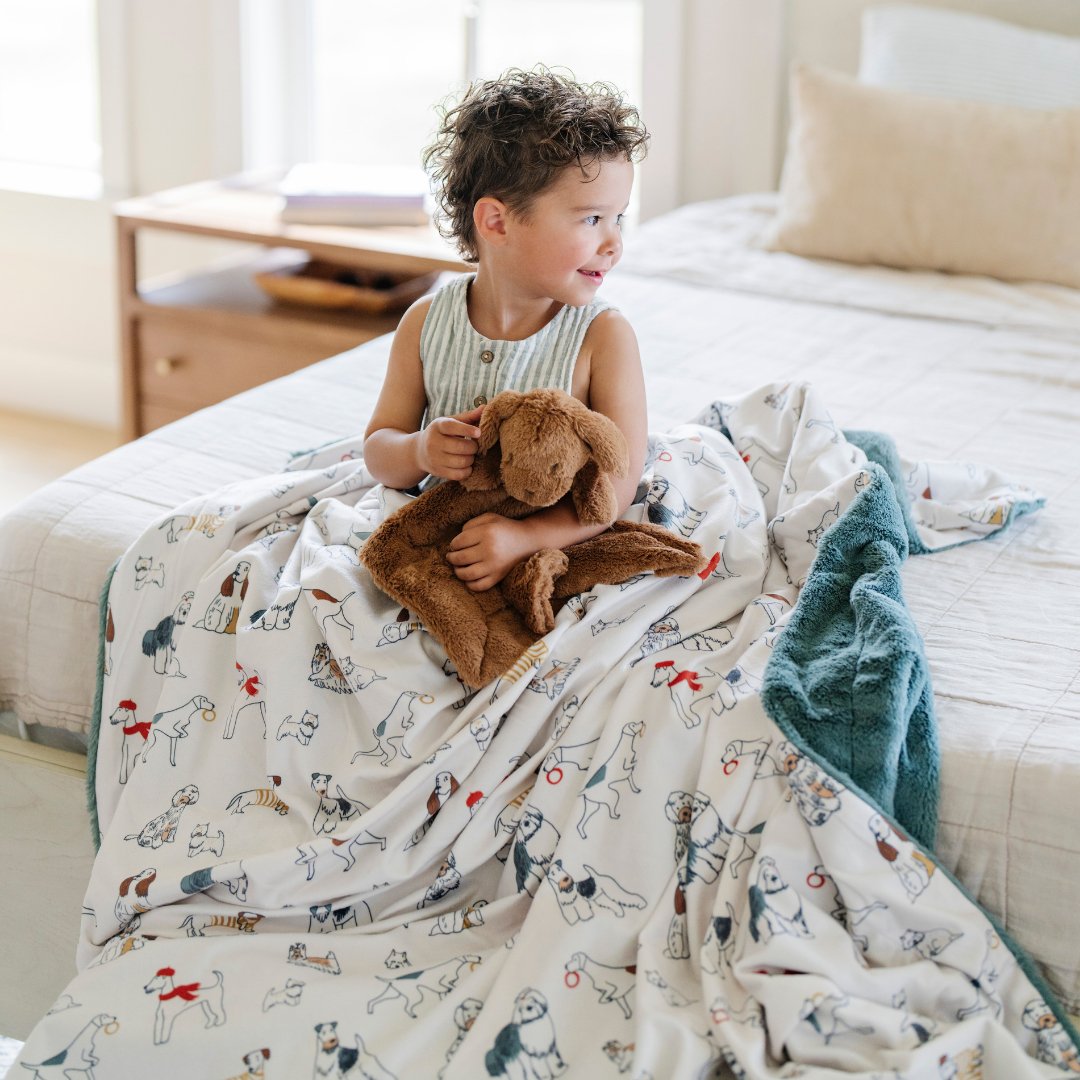 Top-rated and cozy, the Minky/Lush XL Blanket in Dogs by Saranoni makes a best baby blanket.