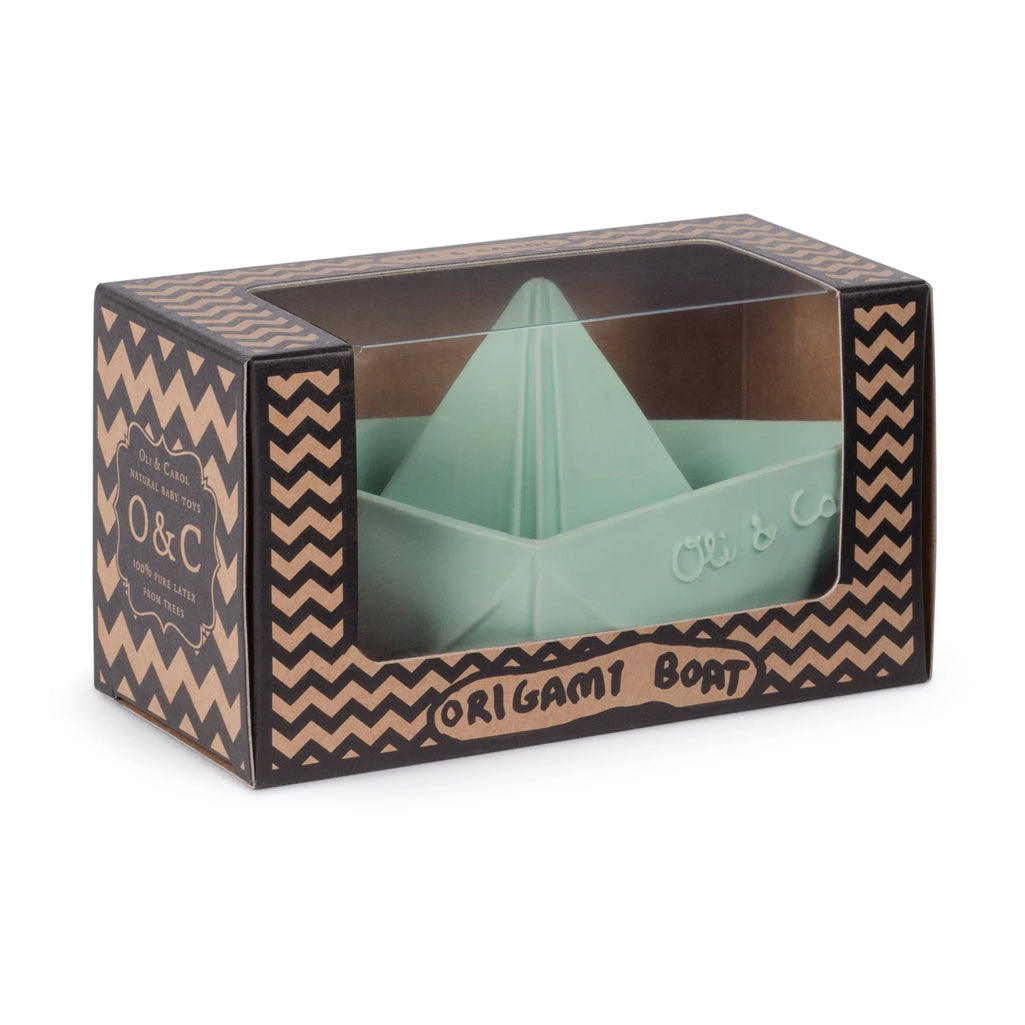 easy to clean bath toys Oli & Carol Mint Origami Boat 