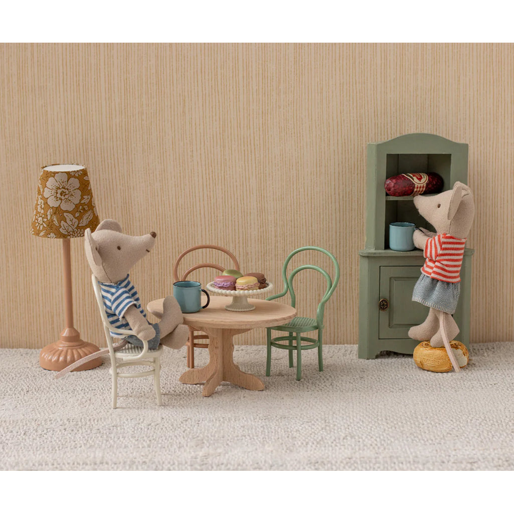 Capturing the Maileg Mouse Oval Dining Table as a charming addition to a Maileg dollhouse layout.