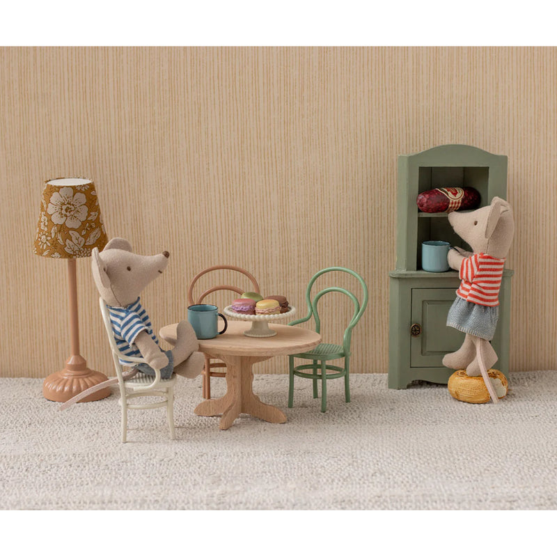 Capturing the Maileg Mouse Oval Dining Table as a charming addition to a Maileg dollhouse layout.