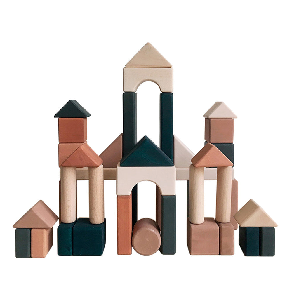 SABO Wooden Toy Castle Blocks Mulitcolored