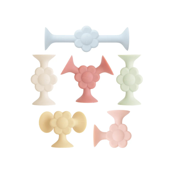 mushie daisy silicone builder bath suction toy 