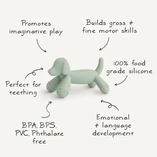 mushi bps free sage dog figurine infant teething aid 