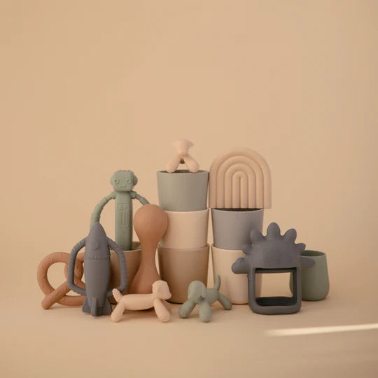 fun baby safe mushie teether toy for pretend play 