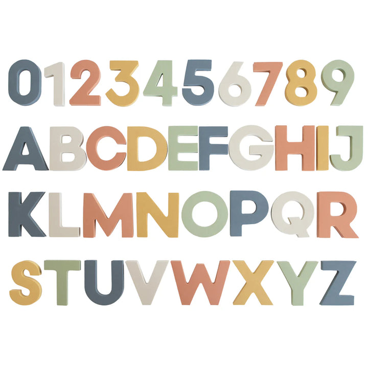 Mushie Letters and Numbers Bath Play Set Original - 36 non-toxic EVA foam pieces A-Z and 0-9 in pastel tones