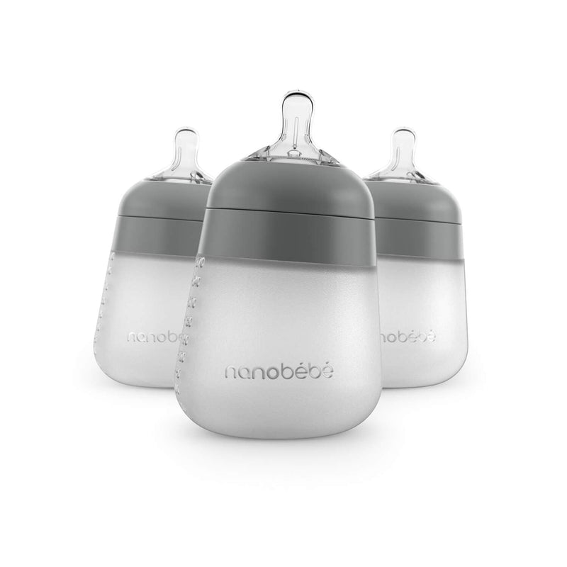 Nanobébé 9oz Flexy Silicone Baby Bottle 3-pack in gray