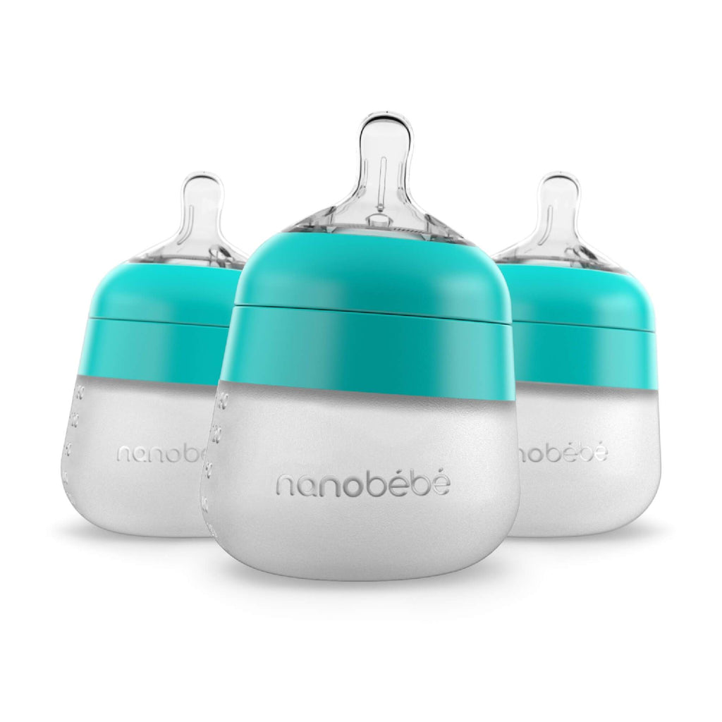 Nanobébé 9oz Flexy Silicone Baby Bottle 3-pack in teal