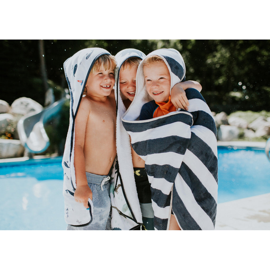 striped hooded beach towels for kids by little unicorn