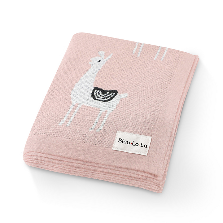 Bleu La La Knit Llama Swaddle in Pink