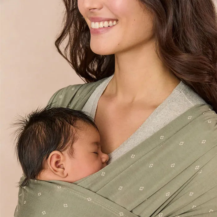 Bold yet breathable, the Olive Diamonds Ergobaby Aura Baby Wrap supports bonding with the best baby wraps.