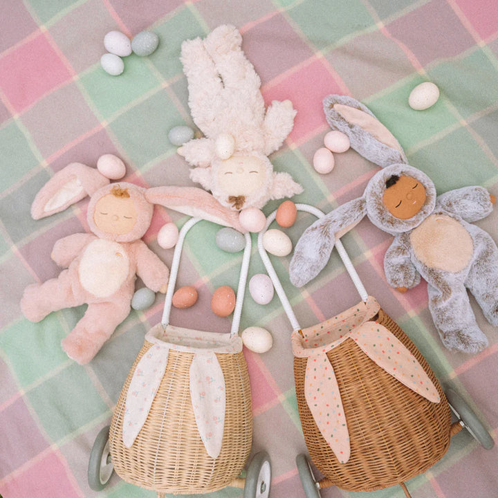 olli ella bunny cocoa cream muffin cozy dinkums doll in gray bunny suit baby safe cuddly doll for baby 