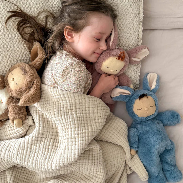 blue bunny cozy dinkums twiggy oli ella soft doll toy designed to help toddler sleeping alone 