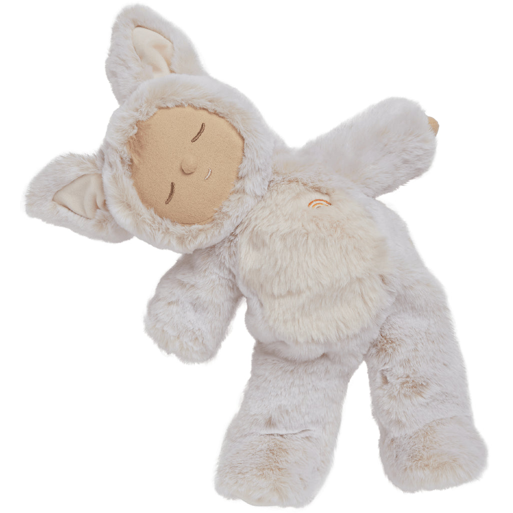 white plush soft doll for baby in olli ella fenix fox outfit 