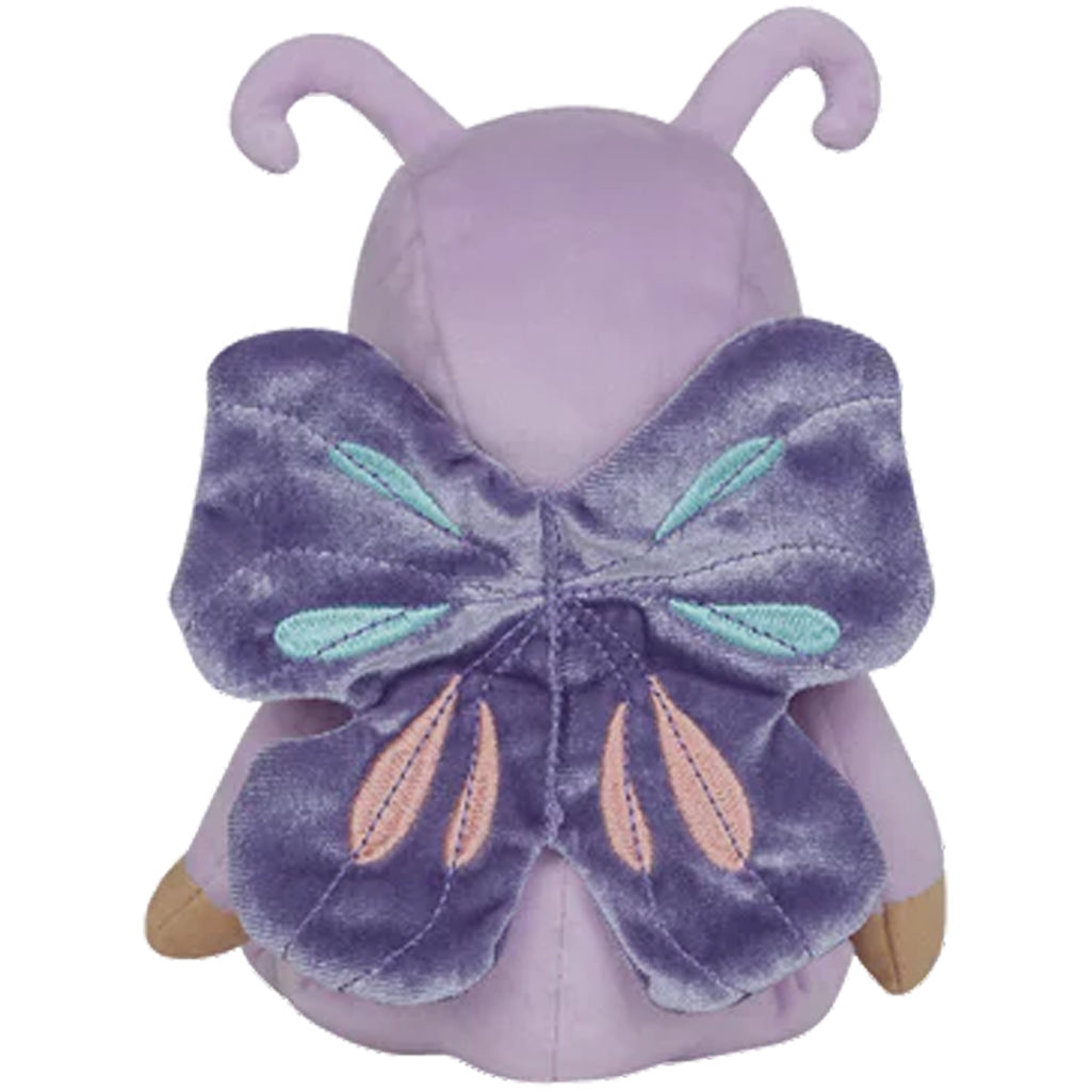 back of dinky dinkums olllie ella betty butterfly showing off blue, purple, and pink wings on the dolls outfit 