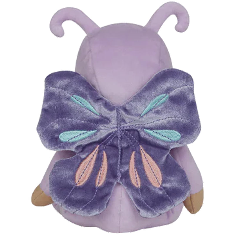back of dinky dinkums olllie ella betty butterfly showing off blue, purple, and pink wings on the dolls outfit 