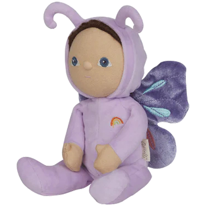 blue eyed olli ella soft dinky dinkums doll in purple butterfly outfit 