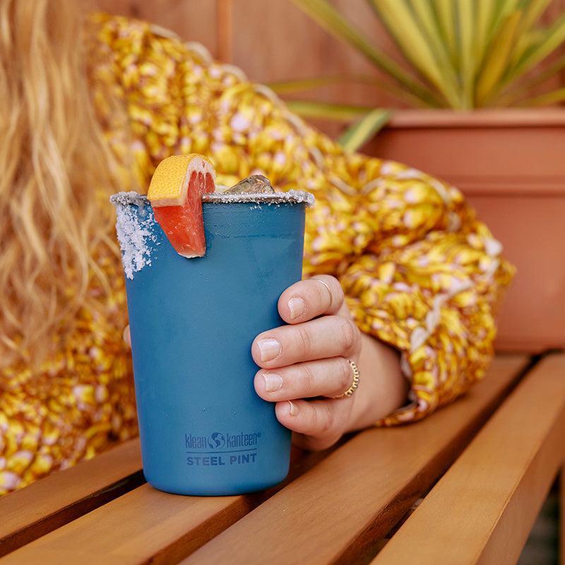 Cocktail scene with Klean Kanteen 16oz Pint Cup Four Pack in Black, stackable and chip resistant finish.